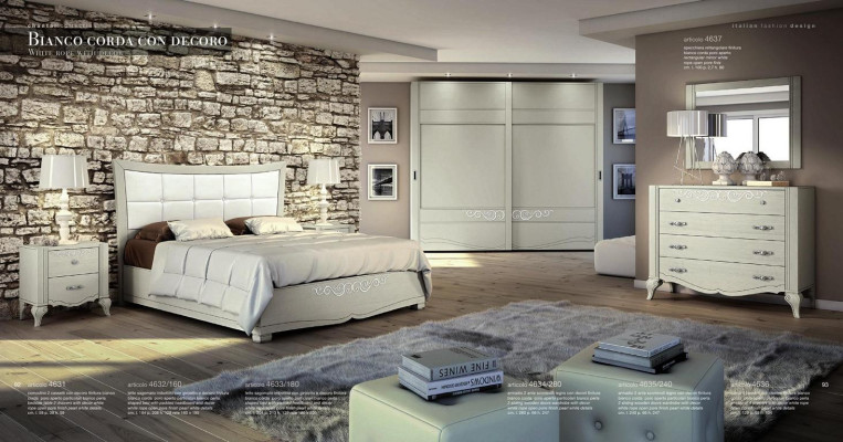 Luxury 6-piece bedroom set: bed, nightstand, wardrobe, dresser, mirror, wood