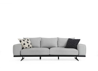 Two-seater sofa 2-seater fabric grey modern design living room polyester