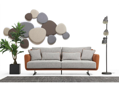Two-seater sofa 2-seater fabric orange modern design living room gray