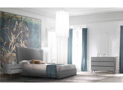 Luxury Bedroom Bed Designer Furniture Double Bed Gray Textile Beds Wood New