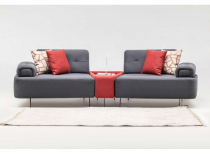 Luxury Couch Fabric Sofa 2-Seater Two-Seater Gray Upholstered Sofa Table