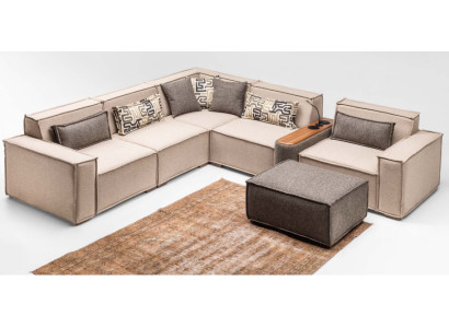 Complete corner sofa L shape ottoman upholstered sofa fabric sofa beige sofa couch