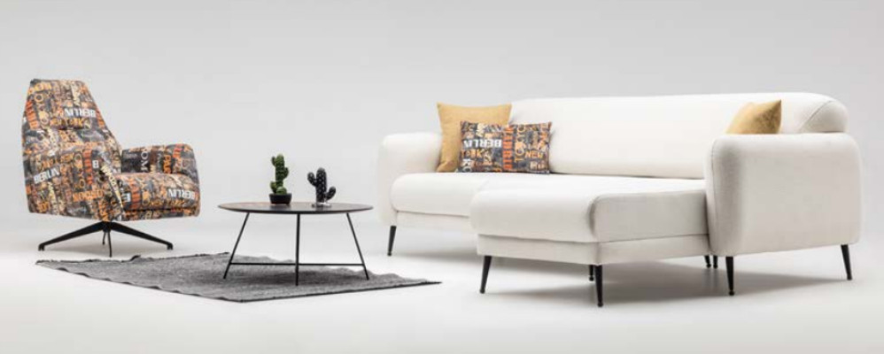 Corner set corner sofa L-shaped fabric sofa couch sofa beige swivel chair set