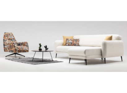 Corner set corner sofa L-shaped fabric sofa couch sofa beige swivel chair set