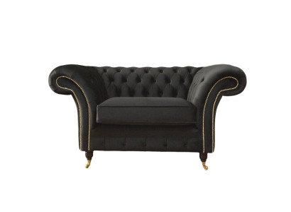Chesterfield Armchair Lounge Black Sofa Couch Upholstery Modern Textile New