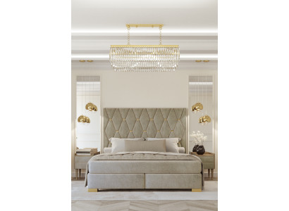 Gray bedroom double bed designer nightstands luxury 3-piece set