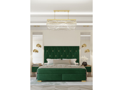 Stylish Green Bedroom Double Bed Wooden Bed Frame Nightstands