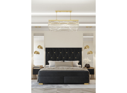 Black bedroom suite double bed 2 luxury bedside tables 3-piece set
