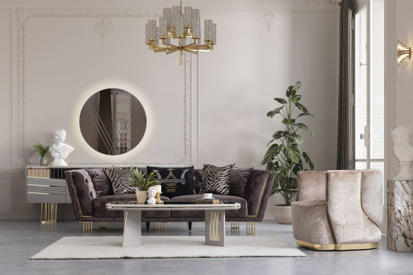 Stylish couch set three-seater + armchair luxury living room seating furniture