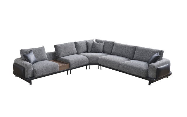Gray L-shaped corner sofa, upholstered sofa, modern textile luxury living landscape