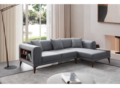 Gray living room L-shaped sofa upholstered corner sofa designer living room couch