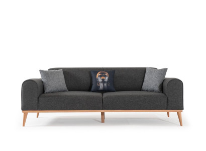 Modern Gray 3-Seater Luxurious Fabric Sofa Living Room Couch Seating Furniture