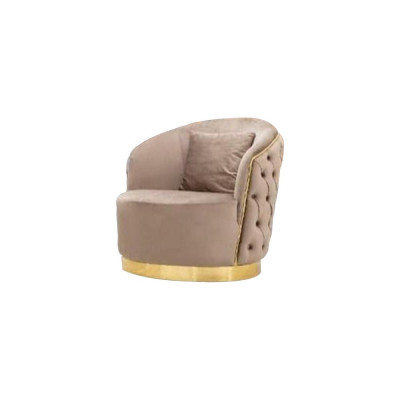 Living room designer beige Chesterfield armchair upholstery furniture luxury design