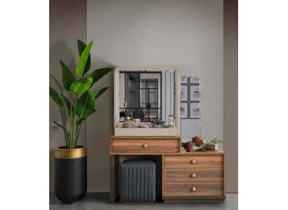 Brown Vanity Table Luxurious Wood Dressing Table Modern Makeup Table