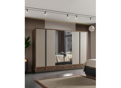 Beige bedroom wardrobe designer wooden cabinet noble furniture new
