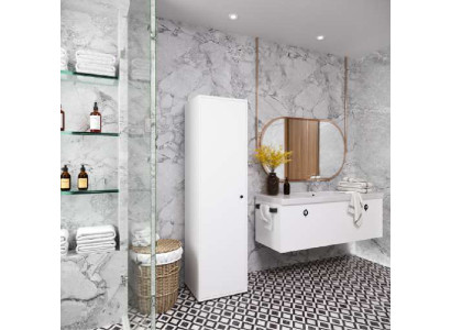 Bathroom cabinet modern design with shelves white rectangular modern
