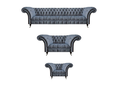 Light gray Chesterfield sofas designer suite living room couches 3-piece set