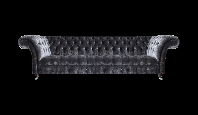 Luxury Chesterfield Four-Seater Designer Upholstery Fabric Sofa