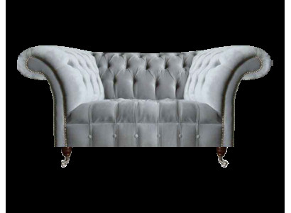 Light gray Chesterfield upholstered sofa designer seating furniture elegant modern couch