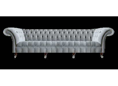 Light gray Chesterfield four-seater couch designer upholstered sofas noble sofa.