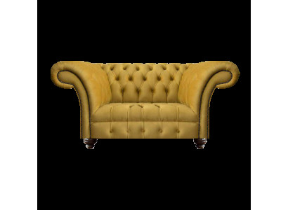 Modern Chesterfield Yellow Textile Sofa Exclusive Living Room Two-Seater