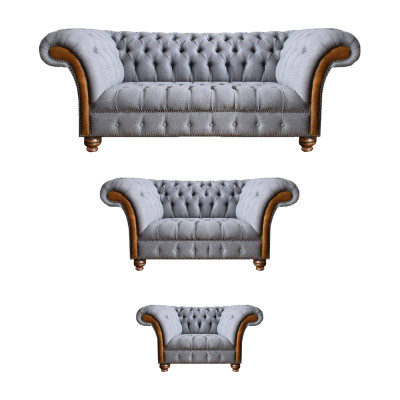 Gray-Brown Chesterfield Living Room Sofas Designer Complete Couch Set