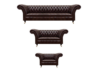 Brown Chesterfield leather couches designer three-seater four-seater armchair
