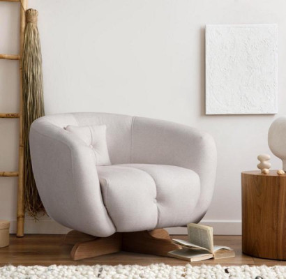 White luxury armchair designer living room single-seater fabric noble 1-seater