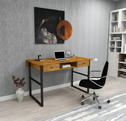 Brown wooden table with 2 drawers designer office furniture luxury desk