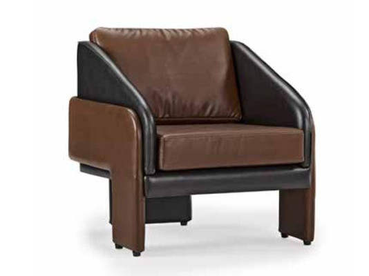 Brown-Grey Club Armchair Luxurious Lounge Chair Relaxing Single-Seater Armchair