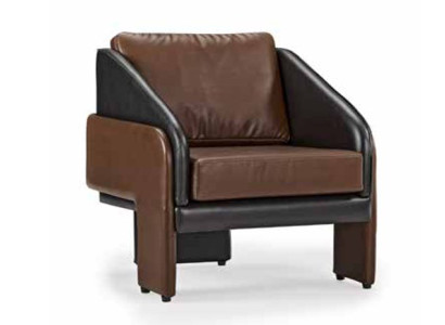 Brown-Grey Club Armchair Luxurious Lounge Chair Relaxing Single-Seater Armchair