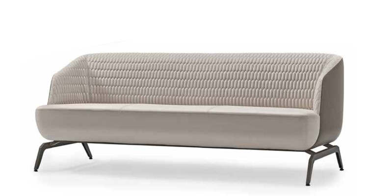 White upholstered couch designer living room seating furniture 3-seater fabric sofa