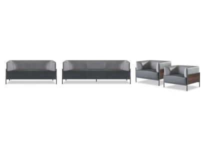Complete Optimal Leather Sofas 4-piece Comfortable Seating Furniture Black Color