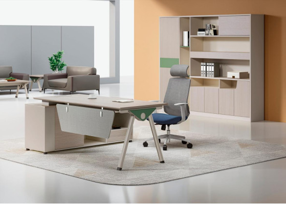 Chic beige corner desk designer office desk study room wooden furniture