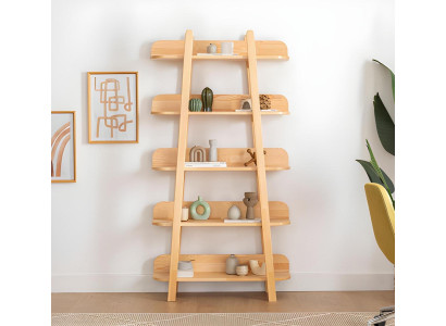 Modern beige bookshelf living room storage shelves designer wooden furniture