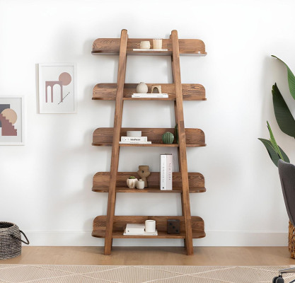 Dark brown bookshelf living room designer wooden furniture storage shelves