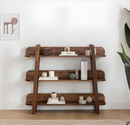 Modern dark brown bookshelf designer shelves wood storage shelves