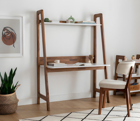 White-Brown Desk Stylish Filing Table High-Quality Furniture