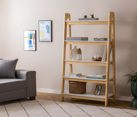 Light beige bookshelf designer wall shelves luxurious wood filing cabinet