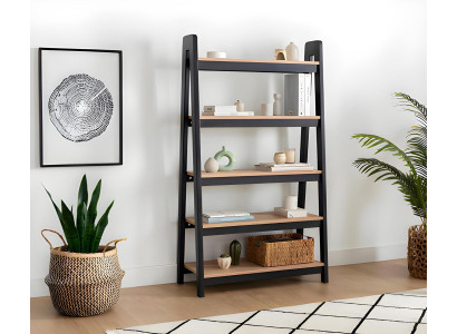 Black-beige bookshelf living room file shelves wooden racks furniture