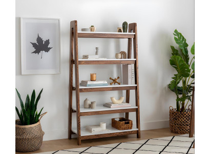 Brown-white bookshelf living room designer wood shelves noble furniture