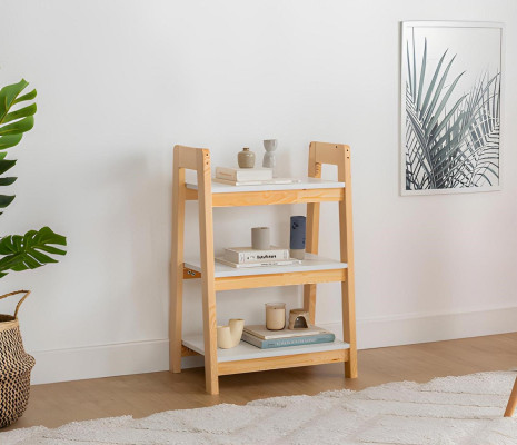 Light beige bookshelf floor shelf children's bookcase elegant wooden furniture
