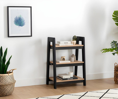 Black-beige bookshelf wood shelving children's luxury storage furniture