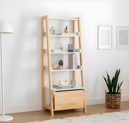 Elegant bookshelf modern study room furniture wooden frame shelves