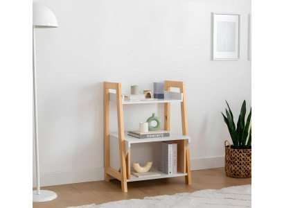 Beige-white bookshelf shelving unit high-quality wood side cabinet