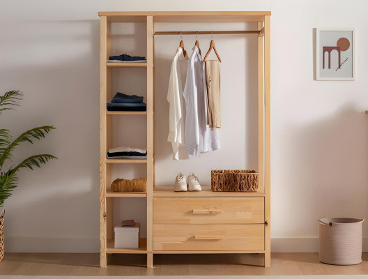 Modern wooden coat rack hallway elegant clothing rail