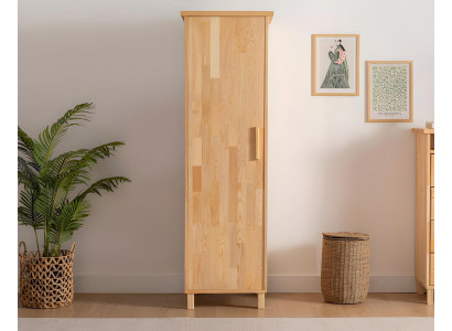 Compact beige wardrobe, 1-door bedroom storage cabinet