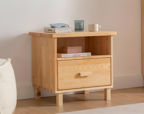 Beige drawer nightstand bedroom night table side table