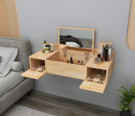 Modern beige dressing table with mirror luxury console dresser bedroom
