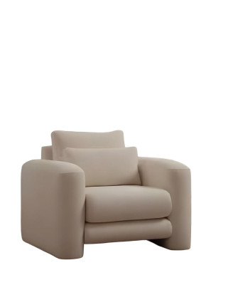 White upholstered armchair modern living room single-seater elegant cocktail chair